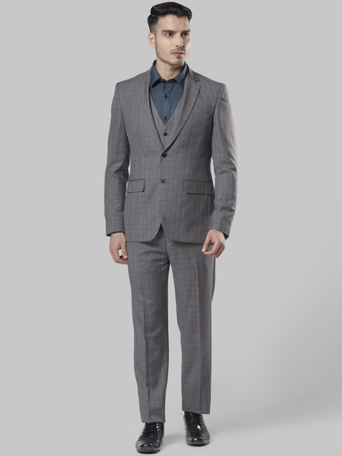 

Next Look Men Grey Checked Single-Breasted 3 Piece Suit