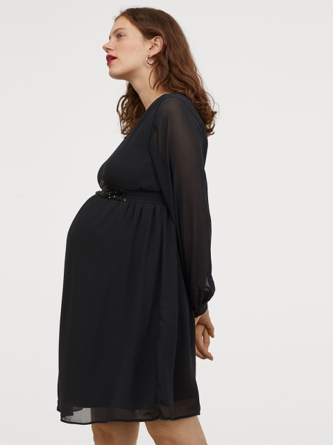 

H&M Women Black MAMA Sustainable Dress With Sequins