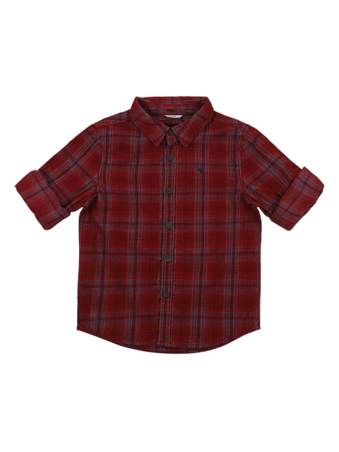 

Allen Solly Junior Boys Maroon & White Checked Regular Fit Casual Shirt
