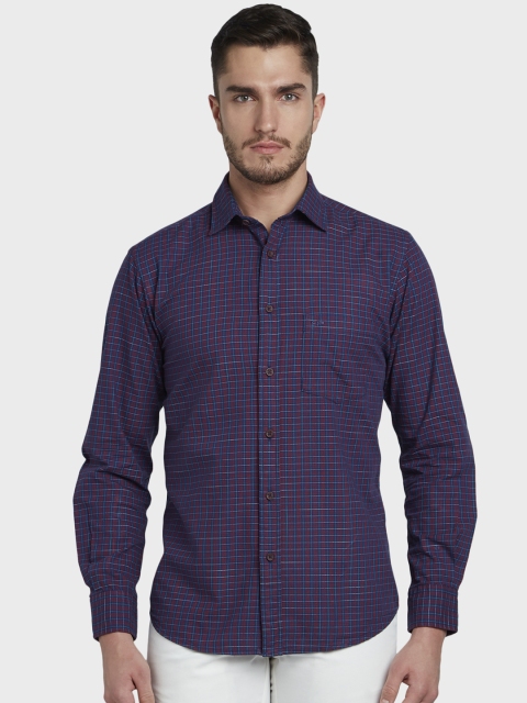 

ColorPlus Men Red & Blue Tailored Fit Checked Casual Shirt