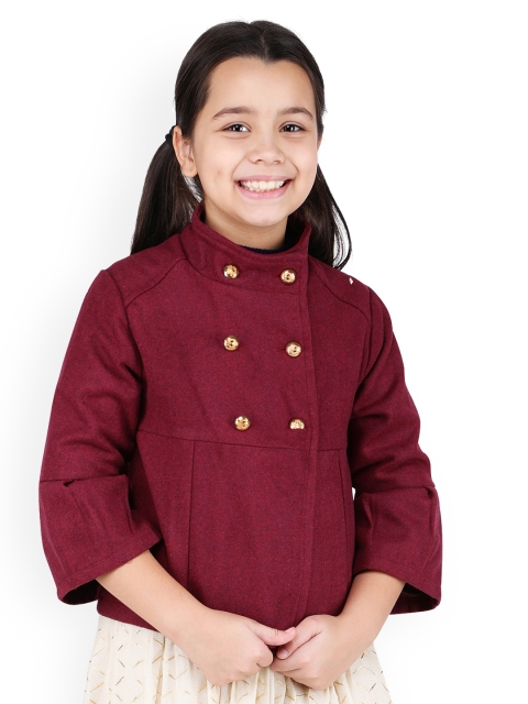 

One Friday Girls Burgundy Solid Lightweight Tailored Jacket