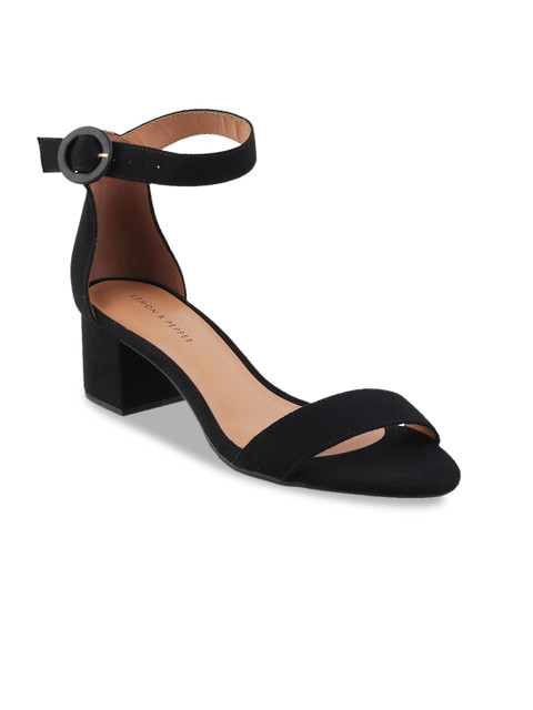 

LEMON & PEPPER Women Black Solid Sandals