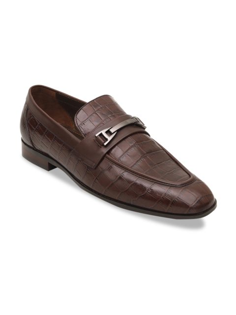 

ROSSO BRUNELLO Men Brown Textured Leather Formal Loafers