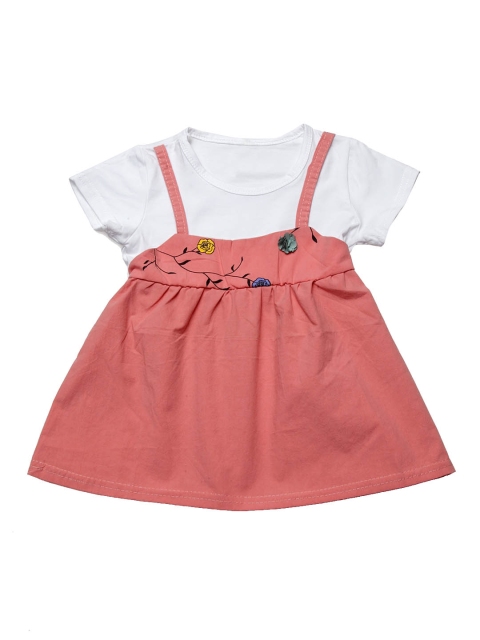 

J Style Girls Coral Pink Solid Fit and Flare Dress