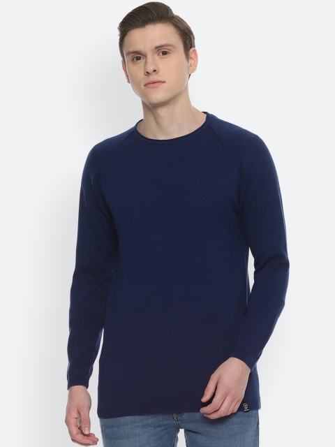 

People Men Navy Blue Solid Pullover Sweater