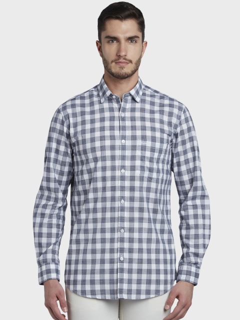 

ColorPlus Men Grey & Off-White Tailored Fit Checked Casual Shirt