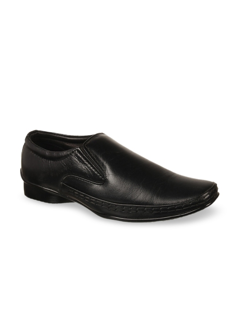 

Vardhra Men Black Solid Leather Formal Slip-Ons