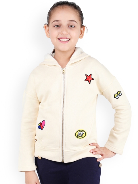 

One Friday Girls Cream-Coloured Solid Lightweight Padded Jacket