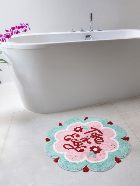 

Chumbak Red & Pink Take It Easy Patterned Pure Cotton Bath Rug
