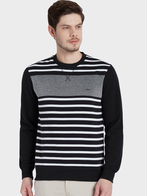 

ColorPlus Men Black & Off-White Striped Sweatshirt