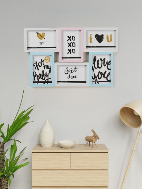 

Chumbak Set of 6 Merry Memories MDF Photo Frames, Pink