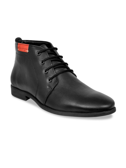

Allen Cooper Men Black Solid Mid-Top Genuine Leather Formal Derbys