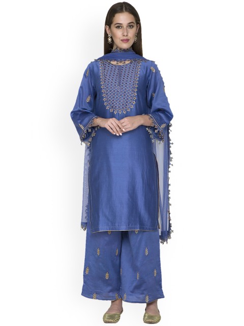 

Pernia Pop-Up Shop By Surendri by Yogesh Chaudary Women Blue Embroidered Kurta Set