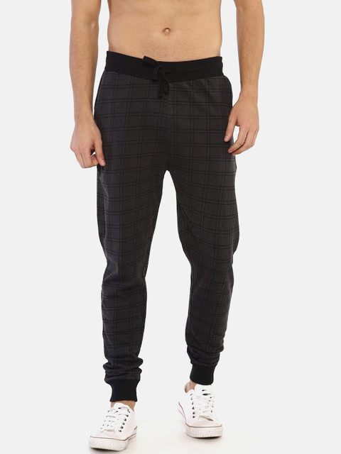 

Masculino Latino Men Black Checked Pure Cotton Joggers