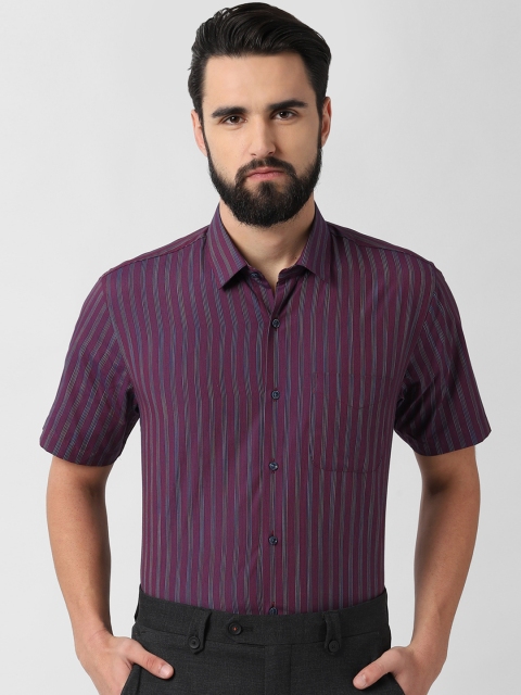 

Peter England Men Purple & Black Regular Fit Striped Formal Shirt