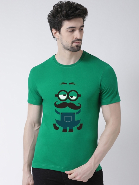 

Friskers Men Green Minion Printed Round Neck T-shirt