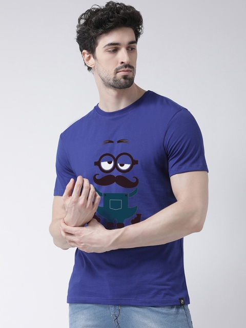 

Friskers Men Blue Minion Printed Round Neck T-shirt