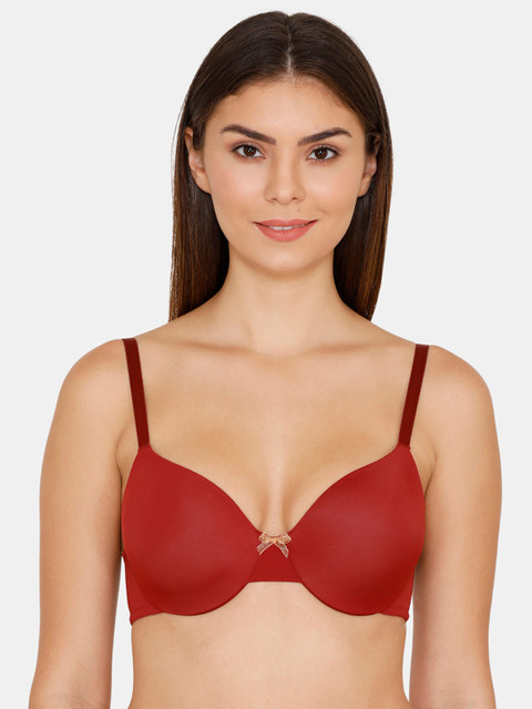 

Zivame Red Solid Underwired Heavily Padded T-shirt Bra ZI1915FASH00