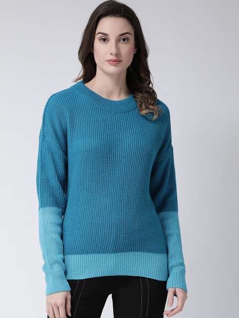 

Club York Women Blue Solid Pullover Sweater