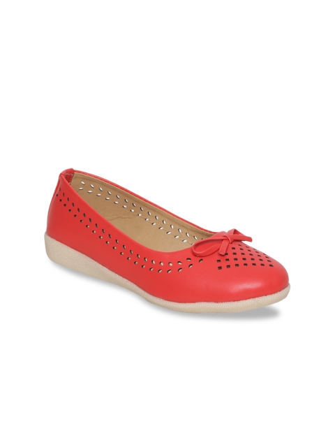 

Chipbeys Girls Coral Red Textured Ballerinas