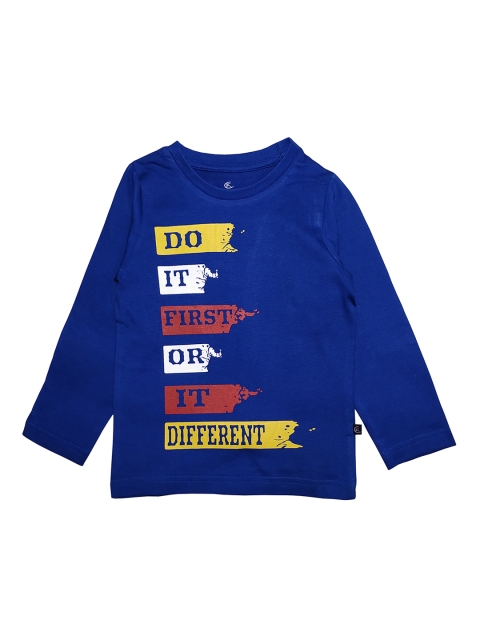 

KiddoPanti Boys Blue Printed Round Neck T-shirt