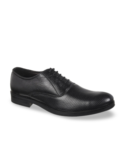 

Vardhra Men Black Solid Leather Formal Oxfords