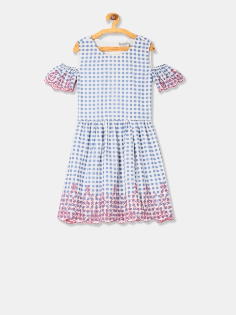 

Cherokee Girls Blue & White Checked Fit and Flare Dress