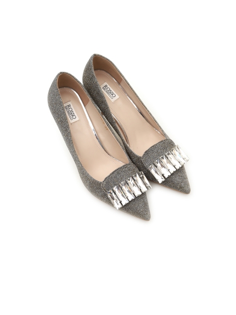 

ROSSO BRUNELLO Women Silver-Toned & Gold-Toned Embellished Pumps