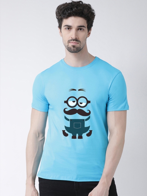 

Friskers Men Blue Printed Round Neck T-shirt