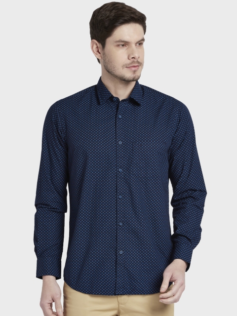 

ColorPlus Men Navy Blue Tailored Fit Printed Casual Shirt