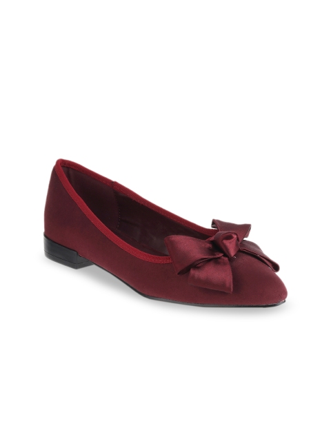 

LEMON & PEPPER Women Maroon Solid Synthetic Suede Ballerinas