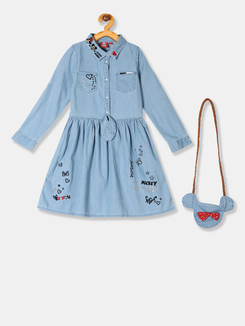 

Colt Girls Blue Mickey Mouse Embroidered Shirt Dress
