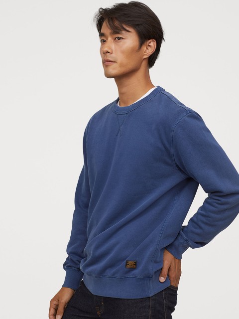 

H&M Men Blue Solid Relaxed-fit Sweatshirt