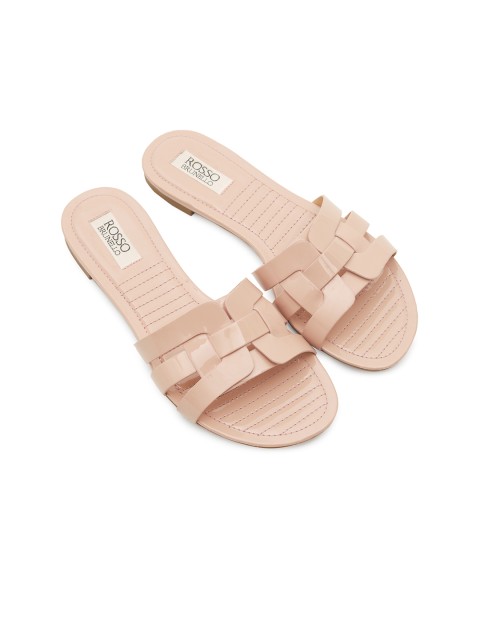 

ROSSO BRUNELLO Women Pink Textured Open Toe Flats