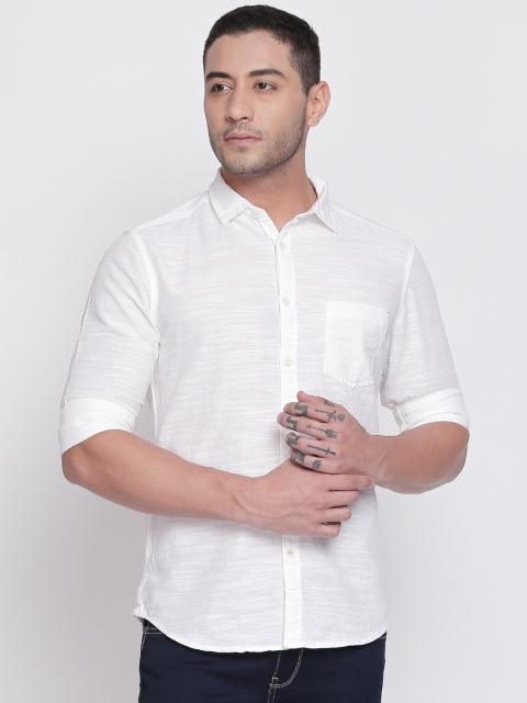 

Urban Ranger by pantaloons Men White Regular Fit Self Design Casual Shirt