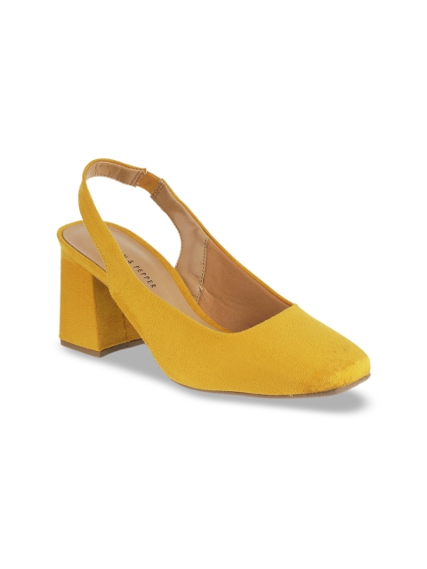 

LEMON & PEPPER Women Yellow Solid Mules