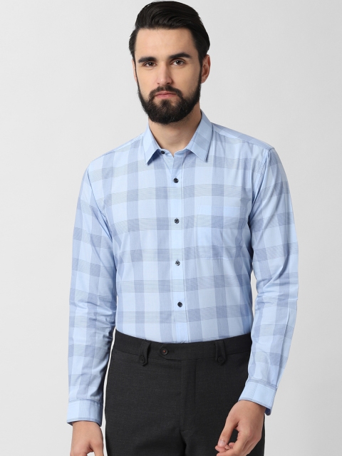 

Peter England Men Blue Regular Fit Checked Formal Shirt