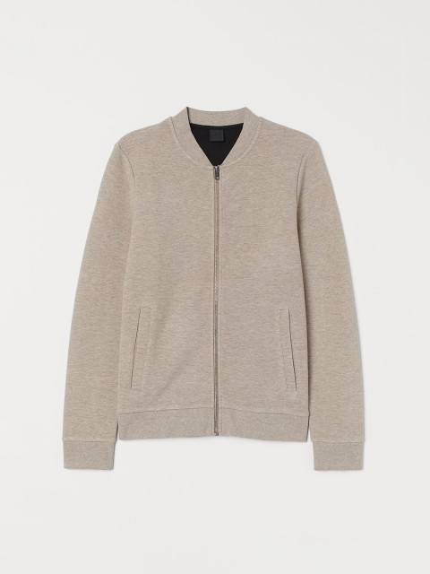 

H&M Men Beige Solid Zipped Cardigan