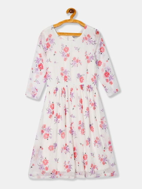 

Cherokee Girls White Printed Fit and Flare Dress