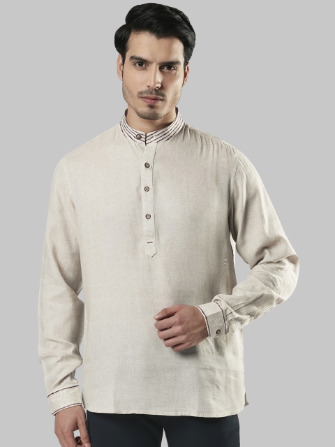 

Ethnix by Raymond Men Beige Solid Straight Kurta