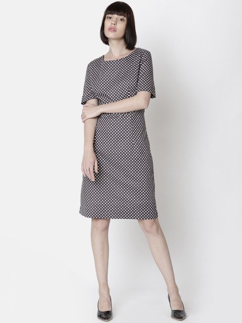 

Double Two Women Charcoal Grey Printed Sheath Dress