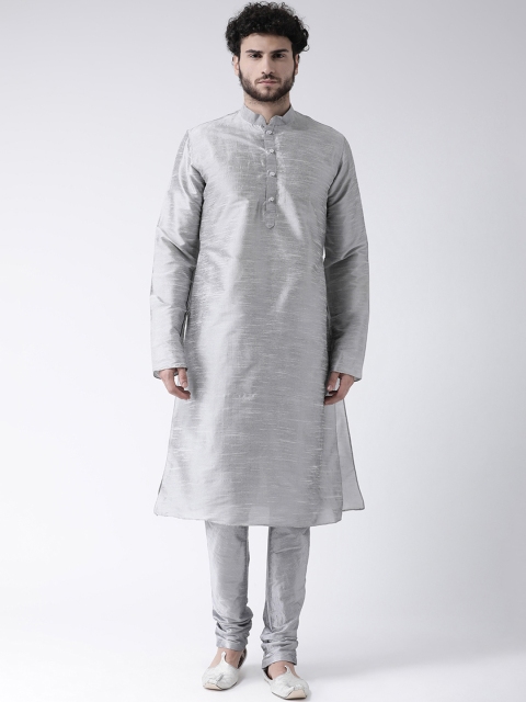 

TABARD Men Silver-Toned Solid Straight Kurta