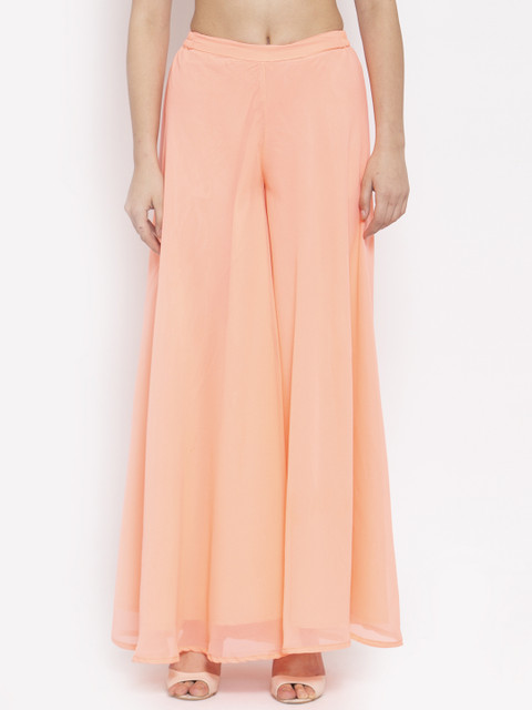 

Just Wow Women Peach-Coloured Women Flared Palazzos
