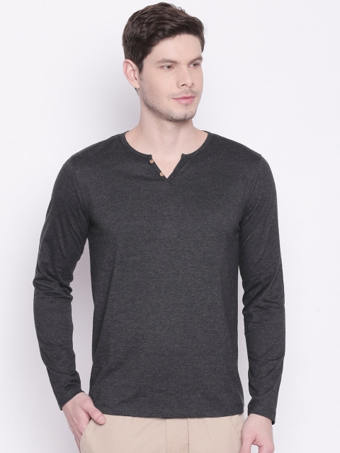 

Urban Ranger by pantaloons Men Grey Solid Henley Neck T-shirt