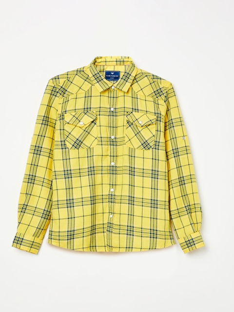 

Fame Forever by Lifestyle Boys Yellow & Navy Blue Slim Fit Checked Casual Shirt