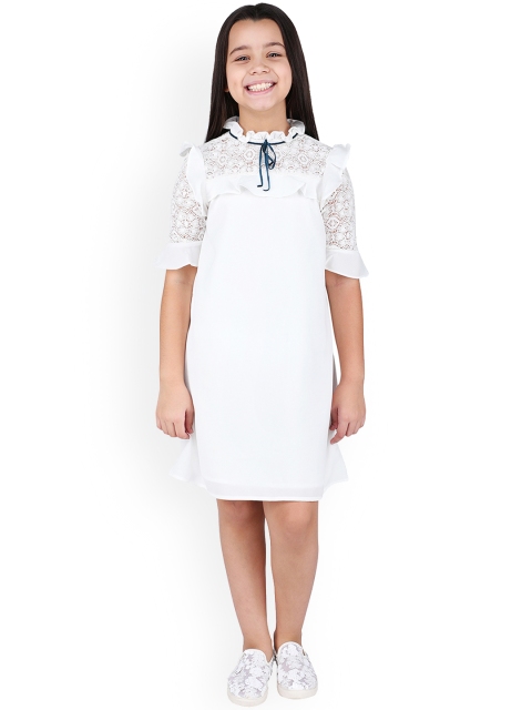 

One Friday Girls White Solid Fit and Flare Dress
