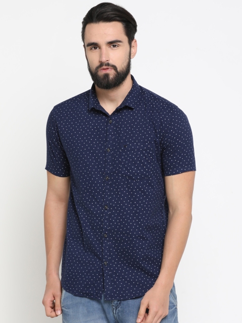 

SHOWOFF Men Navy Blue Slim Fit Printed Casual Shirt