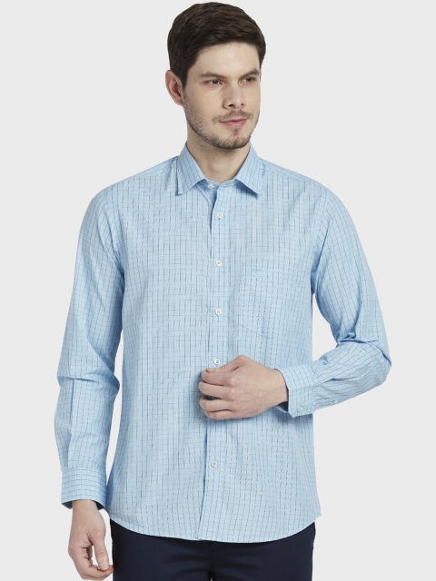 

ColorPlus Men Blue Tailored Fit Checked Casual Shirt