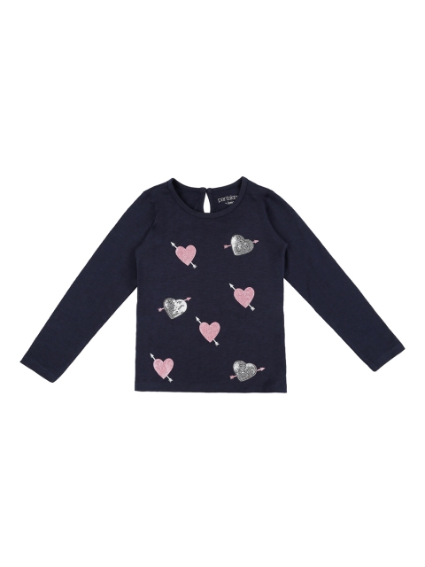 

Pantaloons Junior Girls Navy Blue & Pink Printed Round Neck T-shirt