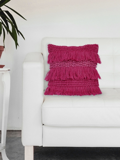 

Chumbak Pink Single Self Design Square Cushion Cover